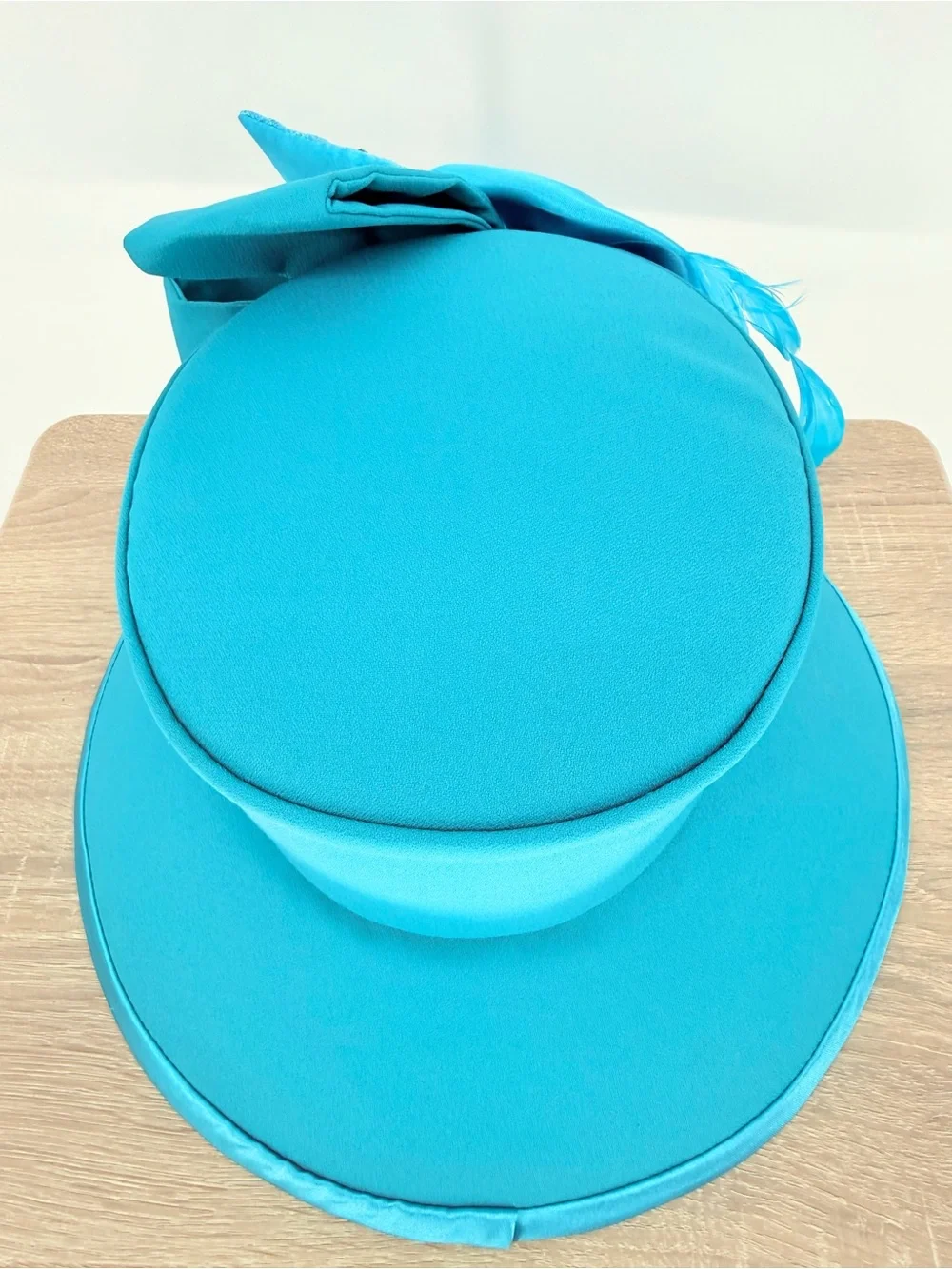 Studio B Blue Opening Day Derby Hat Rose Lace Feather Race Day Church Statement